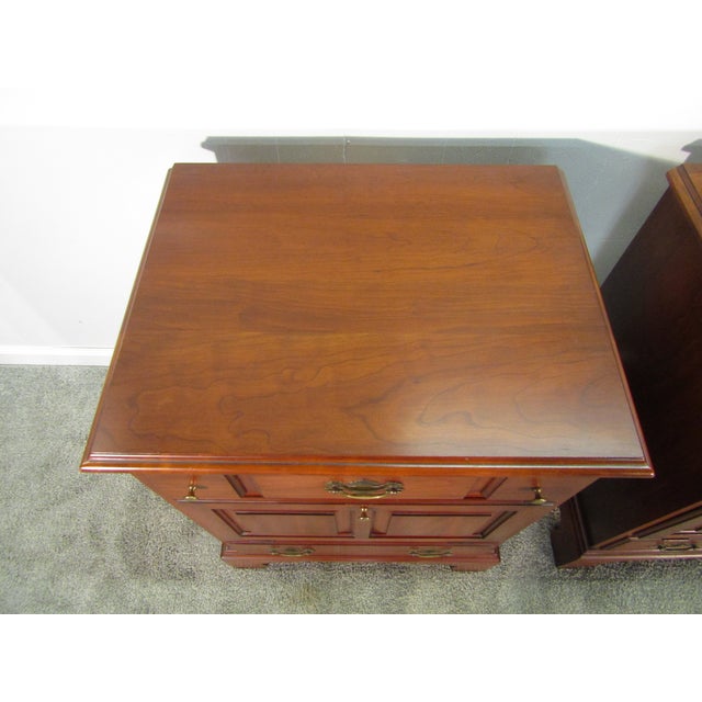 Wood Henkel Harris Solid Cherry Pair of Nightstands For Sale - Image 7 of 15