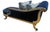 Antique 18th C Louis XVI Giltwood Chaise Fainting Couch - Sapphire Blue Mohair. Includes two Scalamandre cut silk velvet...