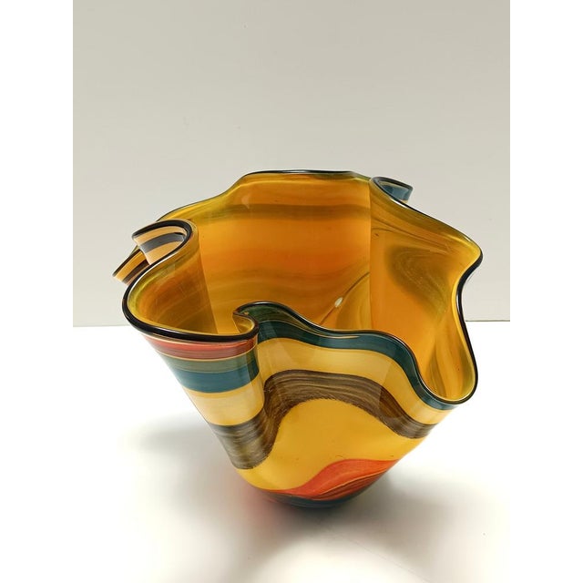 Postmodern Multicolored Murano Glass Fazzoletto Vase, Italy, 1980s For Sale - Image 7 of 13