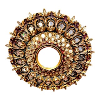 Italian Neoclassical Polychromed and Giltwood Sunburst Mirror For Sale