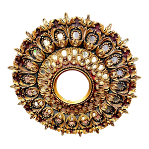 Italian Neoclassical Polychromed and Giltwood Sunburst Mirror