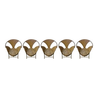 Sculptural Rusty French Metal Patio Chairs, Set of 5 For Sale