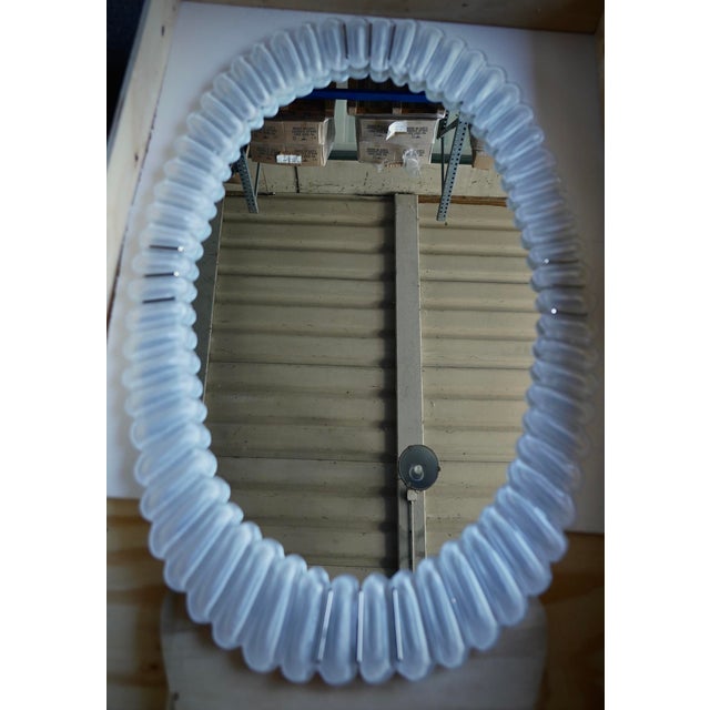 Mid-Century Italian Murano Art Glass and Chrome Wall Mirror, 2000s For Sale - Image 9 of 10