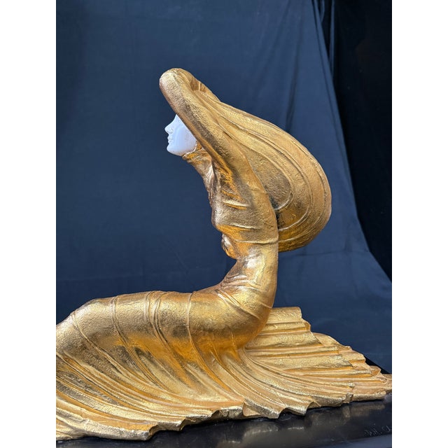 1920s Dramatic Art Deco Bronze Female Civa Statue After Chiparus For Sale - Image 13 of 14