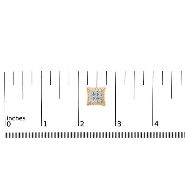 Early 21st Century 10K Yellow Gold Plated .925 Sterling Silver 1/4 Cttw Diamond Textured Halo Stud Earrings, A Pair For Sale - Image 5 of 5