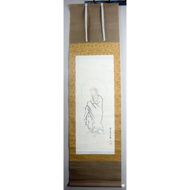 Textile Early 20th Century Japanese Scroll of a Buddhist Rakan For Sale - Image 7 of 7