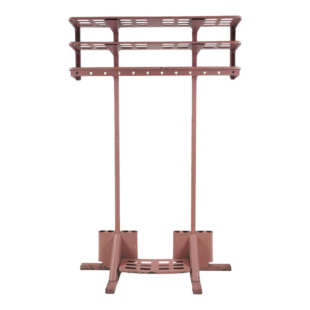 Vintage Industrial Steel Gingher Commercial Coat Rack For Sale