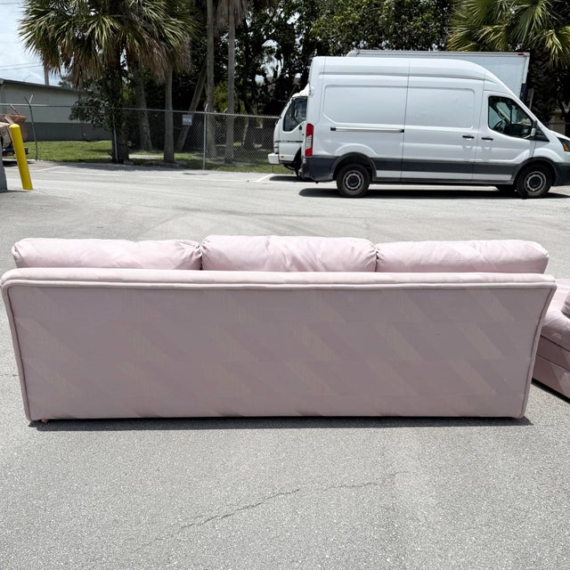 1980s Postmodern Mauve/Pink Sectional Sofa - 2 Pieces For Sale - Image 5 of 12