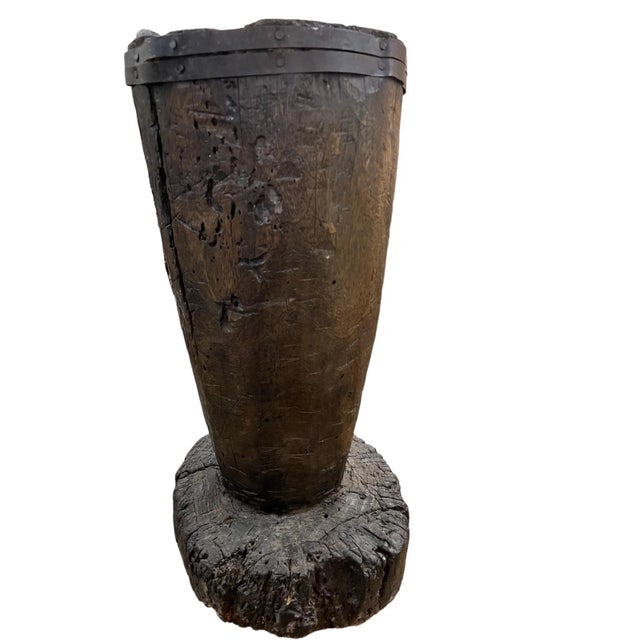 Late 19th Century Large 19th Century Wooden Mortar For Sale - Image 5 of 6