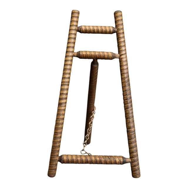 Vintage Turned Wood Tabletop Easel Display Stand – Sculptural Ring-Turned Wood – 1940s For Sale