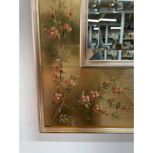 Goldenrod Reverse Painted Églomisé Framed Mirror in the Chinoiserie Style For Sale - Image 8 of 13