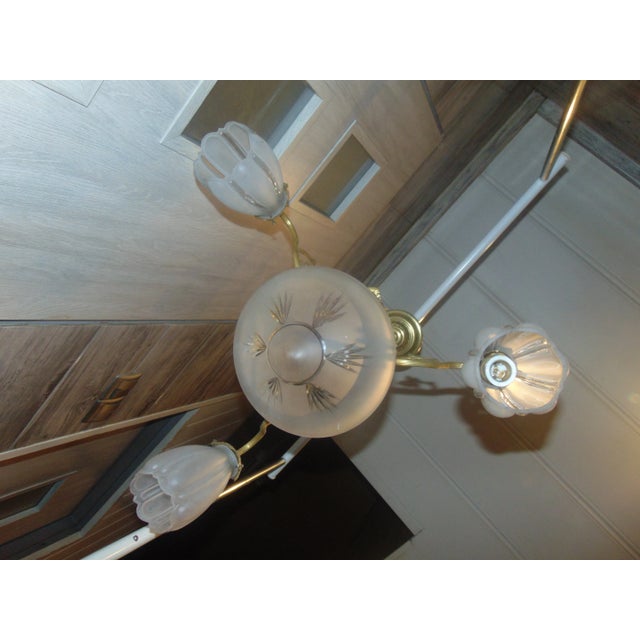 Art Nouveau Brass Chandelier, dimensions: height 64 cm, width 60 cm. European Plug (up to 250V).The wiring of this item...