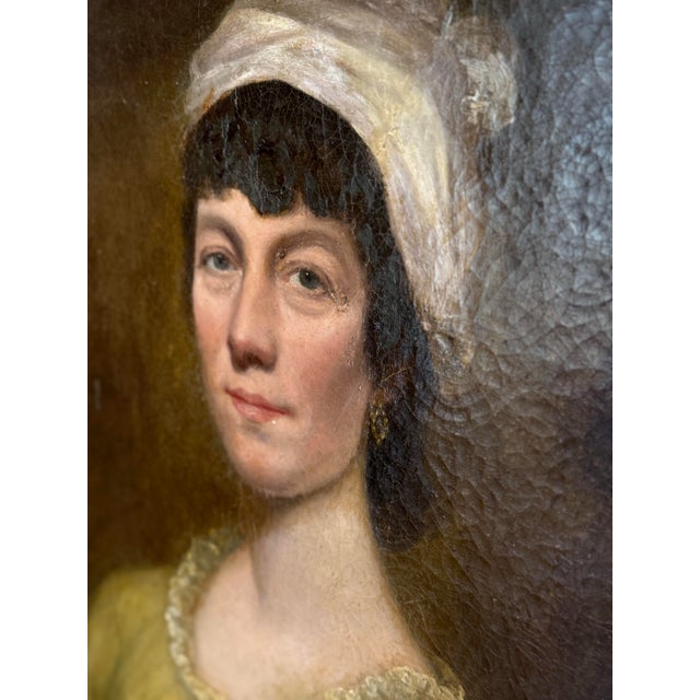 1820s English School Portrait of a Young Woman, Oil on Canvas For Sale In New Orleans - Image 6 of 12