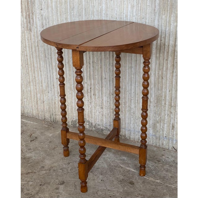 20th Spanish Walnut Nesting and Folding Tables with Turned Legs For Sale - Image 13 of 18