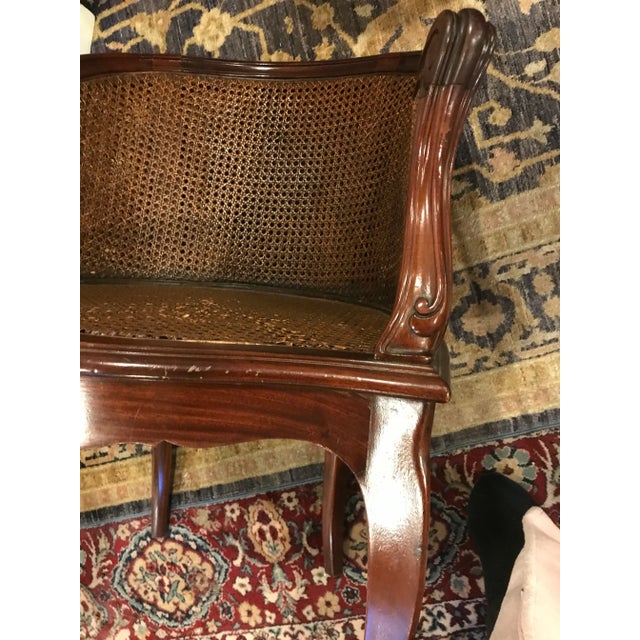 Antique French Art Nouveau Caned Barrel Chair With Brass Casters For Sale - Image 10 of 10