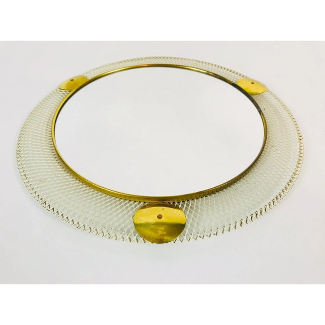 1960s Mid-Century Italian Round Metal and Brass Mirror, Italy For Sale - Image 5 of 10