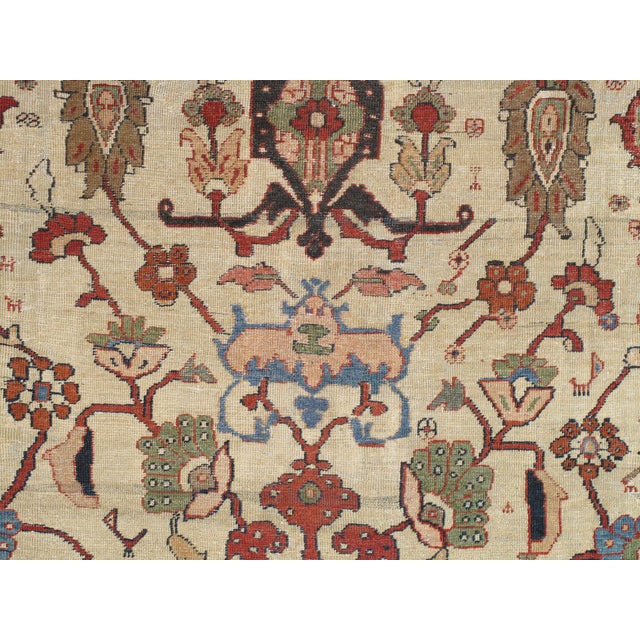 Antique Persian Sultanabad Carpet Ivory, Red, Light Blue, and Green For Sale - Image 11 of 18