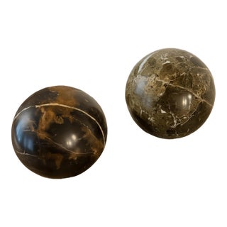 Late 20th Century Pair of Large Polished Marble Decorative Spheres, 6-Inch For Sale
