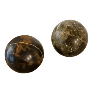 Late 20th Century Pair of Large Polished Marble Decorative Spheres, 6-Inch