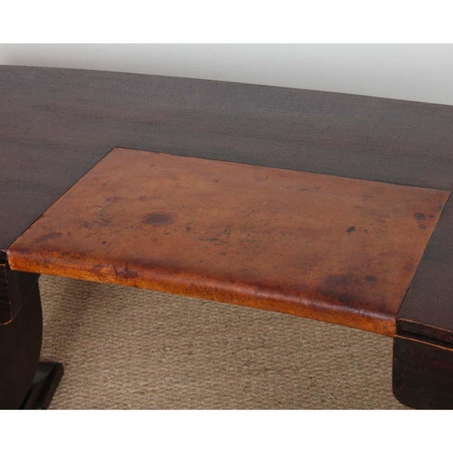 Art Deco Desk in Oak and Leather, 1930s For Sale - Image 6 of 13