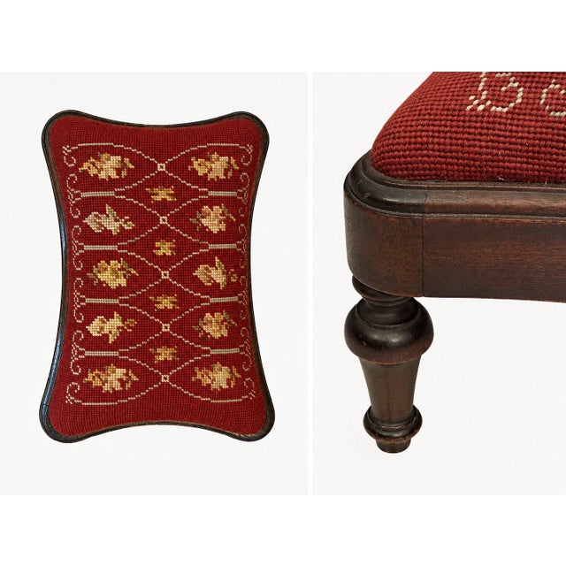 Add a touch of classic charm to your home decor with this vintage upholstered footstool. Featuring a beautifully crafted...