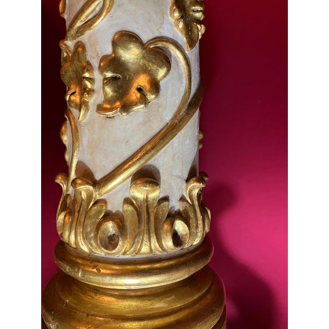 19th Century Italian White Lacquered and Gold Leaf Pedestal For Sale - Image 9 of 12