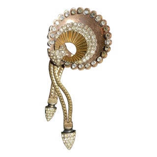 1940s Charles Reis 12k Gold Filled Rhinestone Brooch Signed CRC For Sale