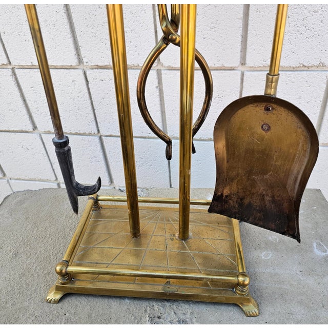 19th Century Ball Head Brass Fireplace Tools Set For Sale In Washington DC - Image 6 of 6