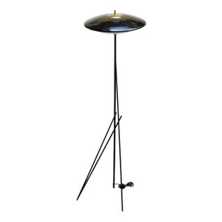 Italian Tripode Floor Lamp in Black Lacquered Metal and Brass, 2010s For Sale