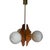 Brown Space Age Model Sputnik Hanging Pendant with Wooden Base, Brass Details and Glass Domes, 1960s For Sale - Image 8 of 9