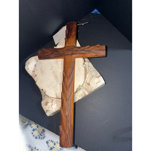 Religious Celestial Meet the Sea Hand Carved Cross For Sale - Image 3 of 4
