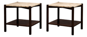 m.l. Magalhães Pair of Rosewood & Marble Side Tables, Brazil, Circa 1960
