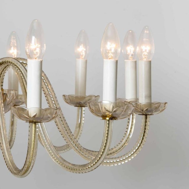 Goldenrod Vintage Engraved Murano Glass Chandelier, 1960 For Sale - Image 8 of 13