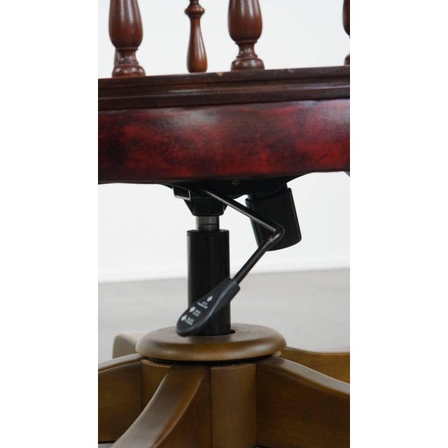Chesterfield Office Chair on Wheels in Red For Sale - Image 13 of 14