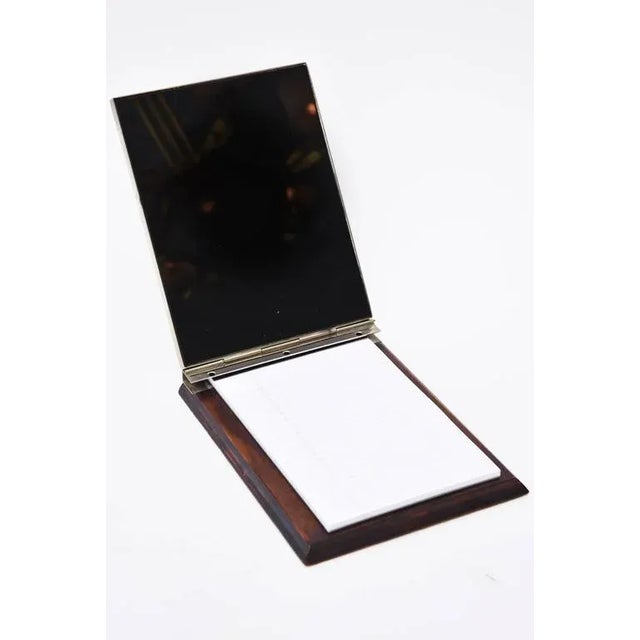 Chrome Vintage Gucci Signed Chrome, Fabric, Wood Note Pad Holder or Desk Accessory Italy 70's For Sale - Image 8 of 10