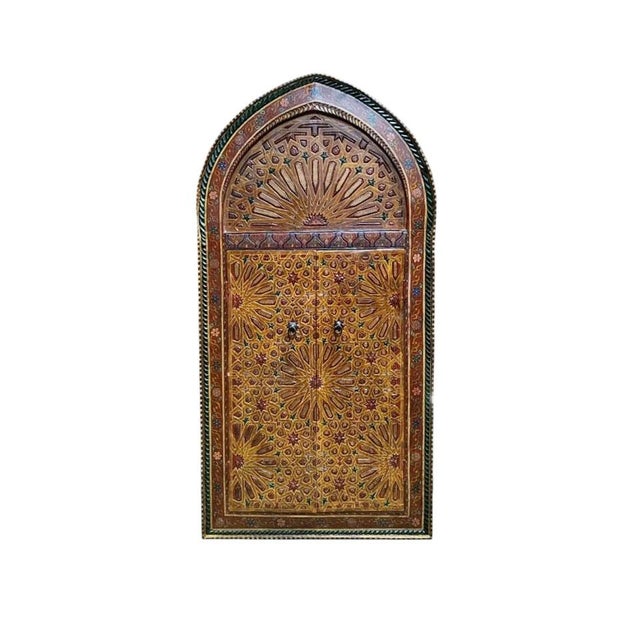 Moroccan Vintage Moroccan Arabesque Design Hand-Painted Wall Hanging W/Doors 58.5" H For Sale - Image 3 of 10