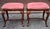 French Provincial Late 20th Century Pair Italian Walnut and Pink Suede Upholstered Low Stools Footstools For Sale - Image 3 of 9
