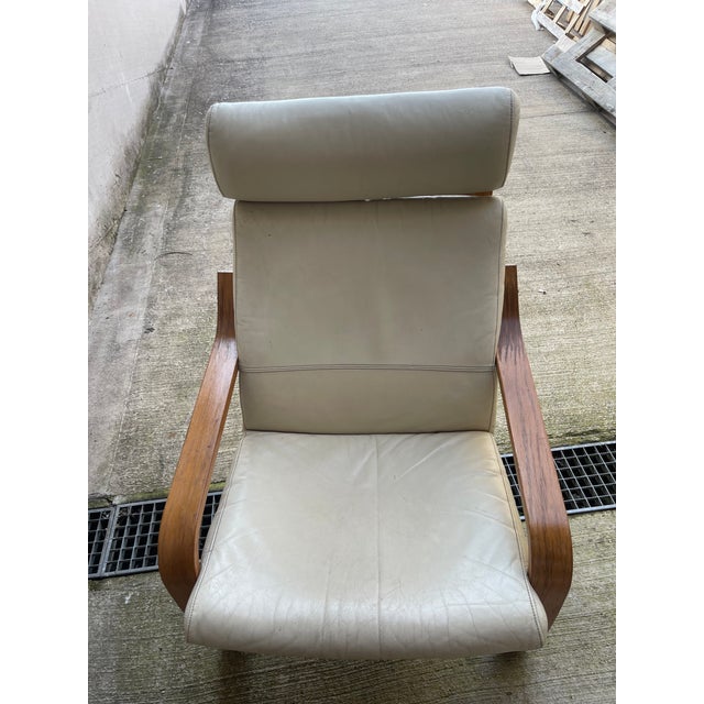 1990s Vintage Wooden Leather Poang Armchairs from Ikea, 1990s, Set of 2 For Sale - Image 5 of 9