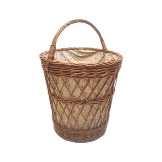 European Wicker Laundry Basket For Sale