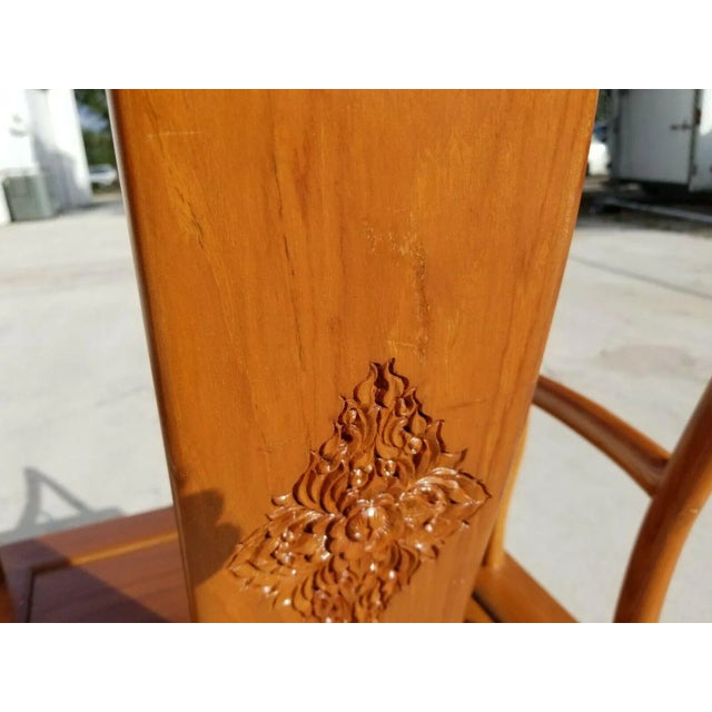 Henredon Style Asian Chinoiserie Solid Wood Dining Accent Desk Armchair For Sale - Image 9 of 12