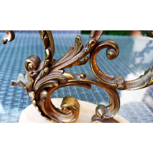 Metal Vintage Marble and Bronze Candleholders, 1930s, Set of 2 For Sale - Image 7 of 15