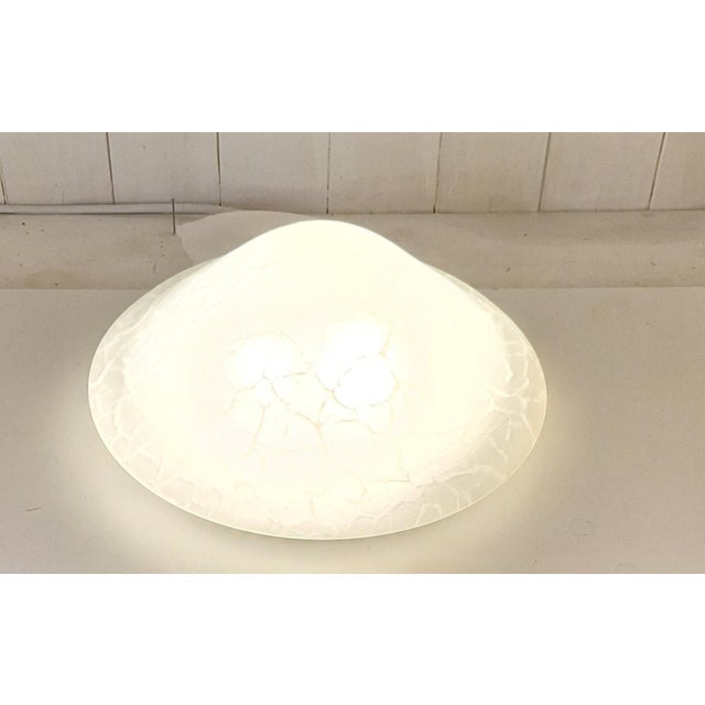 Vintage Ceiling Lamp with Black Metal Bracket and Curved White Marbled Glass Shade by Teka-Leuchten, 1980s For Sale - Image 3 of 9