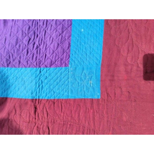 Folk Art 19th C Rare Center Square Amish Lancaster, Pennsylvania Quilt For Sale - Image 3 of 9