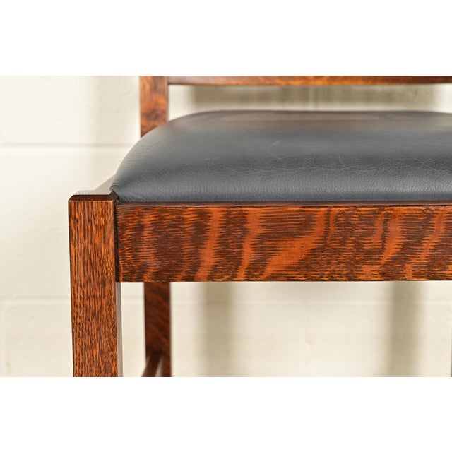 Stickley Mission Oak Arts & Crafts Spindle Back Side Chairs or Dining Chairs | Pair For Sale - Image 9 of 16