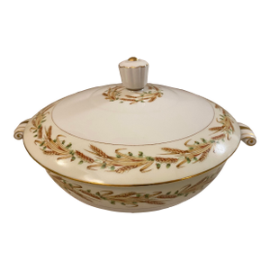 Mid 20th Century Japanese China Casserole Covered Dish Wheat Pattern