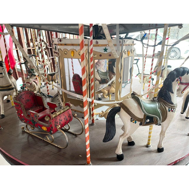 Red 1940 Beautiful Hand Crafted Revolving Carousel With Horses and Other Animals For Sale - Image 8 of 10