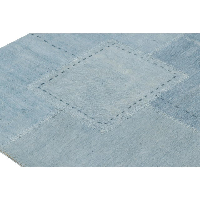 Vintage Patchwork Rug in Blue, White and Gray Tones - Rug & Kilim For Sale In New York - Image 6 of 7