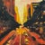 Colourful Golden Orange Impasto Abstract Landscape of Chrysler in New York City 2025 For Sale