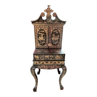 Antique English Chinoiserie Ladies Writing Desk, Tea Bar , Vanity , Journaling Altar, Entry Hall Table For Sale