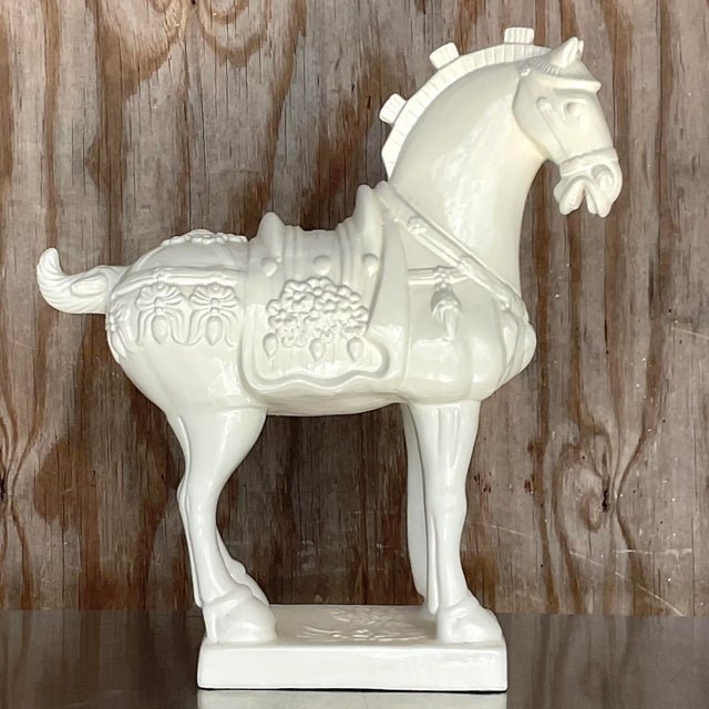 Late 20th Century Vintage Asian Ceramic Tang Dynasty Style Horse For Sale - Image 5 of 6